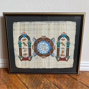 EGYPTIAN Art Painting on Papyrus SIGNED with Authenticity 24 x 20 x 2
